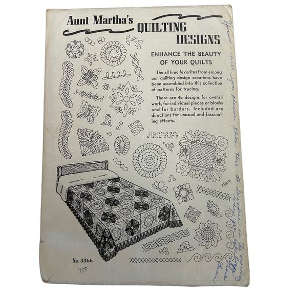 Vintage Aunt Martha's Traceable Quilting Design #3366 - Picture 1 of 5